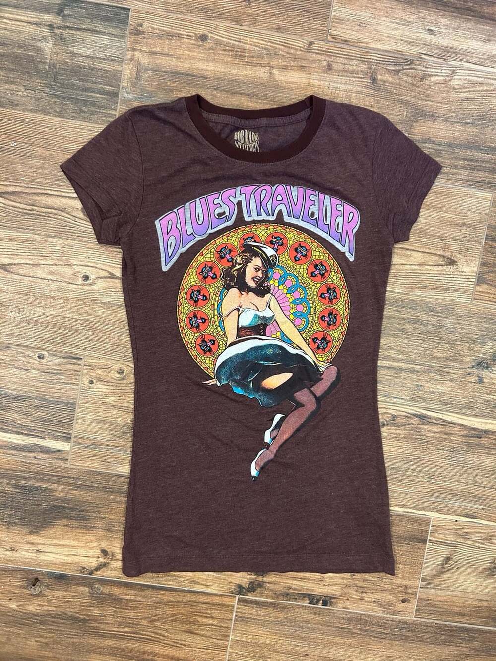Bob Masse Studios Blues Traveler Pin Up Baby Tee Shirt Size S NWOT